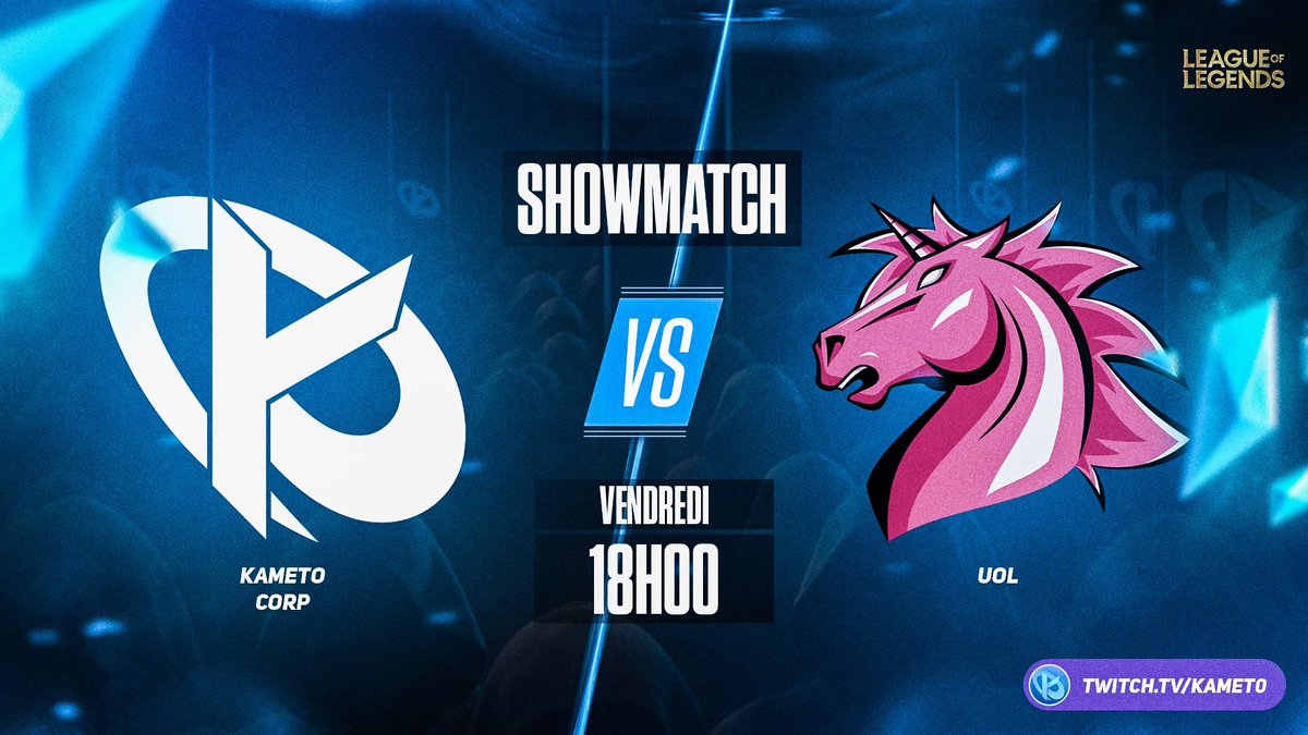 KametoTV's tweet photo. 🚨 ANNONCE 🚨
Ce vendredi 8 mai, nos joueurs de la KametoCorp affronteront l'équipe "Sexy Edition" de @UnicornsOfLove dans un showmatch INTERNATIONAL en BO3 ! 👊🏻
Rendez-vous le 08/05 à 18h sur la chaîne de @Kammeto pour les soutenir ! 🙌🏻
#KCorpFighting #BlueWall https://t.co/vJxFIzQ4Az