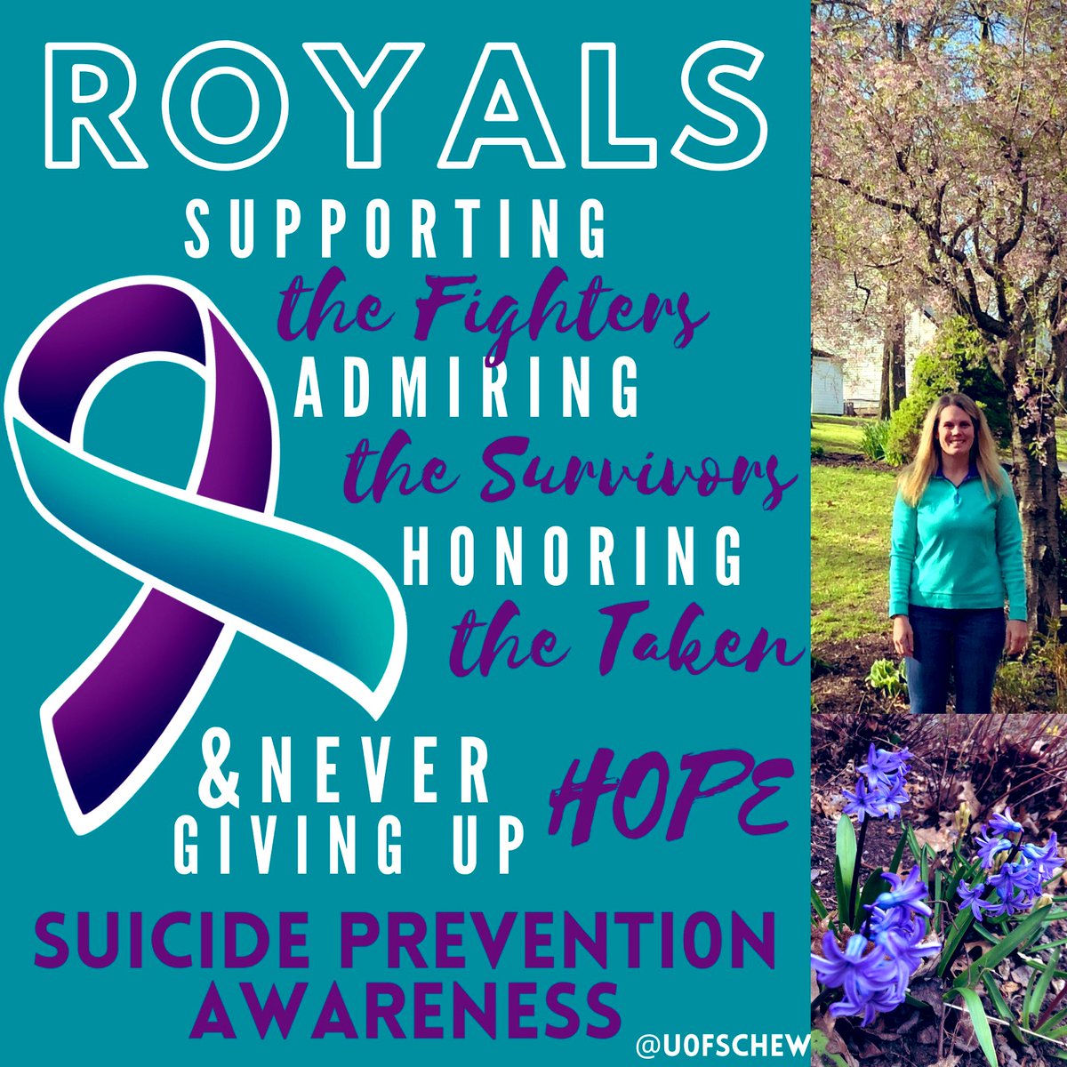 lscottrivera's tweet photo. I wear TEAL and PURPLE today in support of #suicideprevention! I am here for anyone that is struggling; you are not alone! The National Suicide Lifeline is a free, confidential 24/7 support — 1-800-273-8255 #ScrantonSupport #resilientroyals https://t.co/SQbPb2OHeY