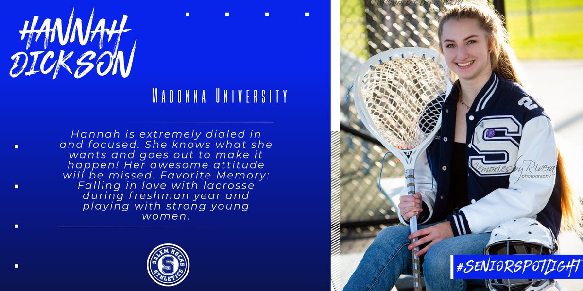 SalemHSRocks's tweet photo. Senior Spotlight
Class of 2020
Hannah Dickson - Girls Lacrosse https://t.co/iDbPCsGrf1