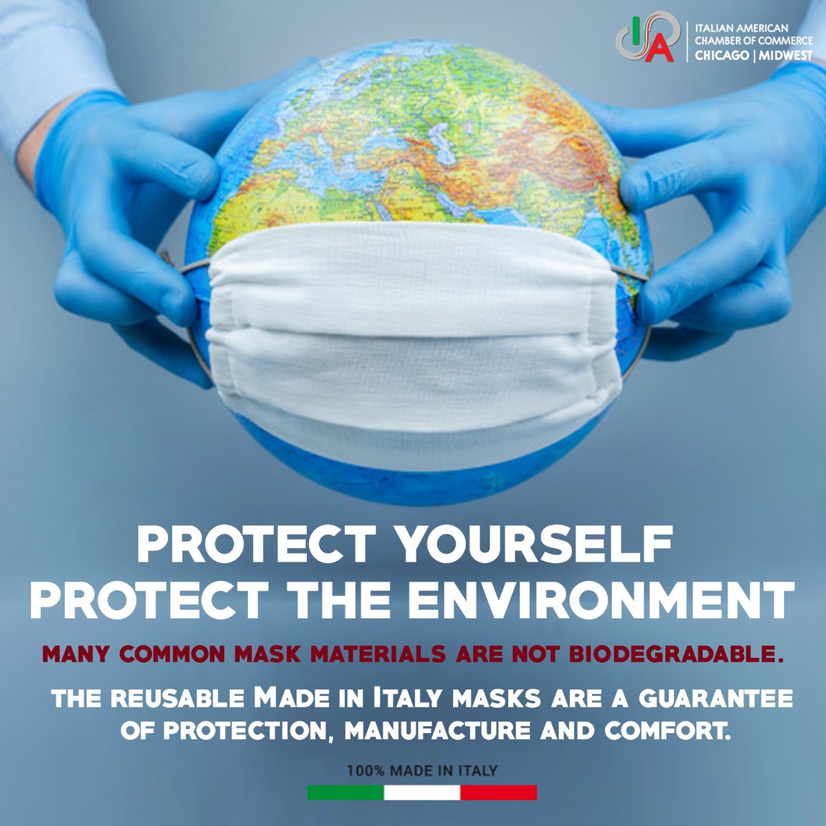 Protect yourself, Protect the environment. The reusable made in Italy masks are a guarantee of protection, manufacture and comfort. 🇮🇹 Learn more here: bit.ly/2KZc8iI #madeinitaly #Italia #mask #covid19 #illinois