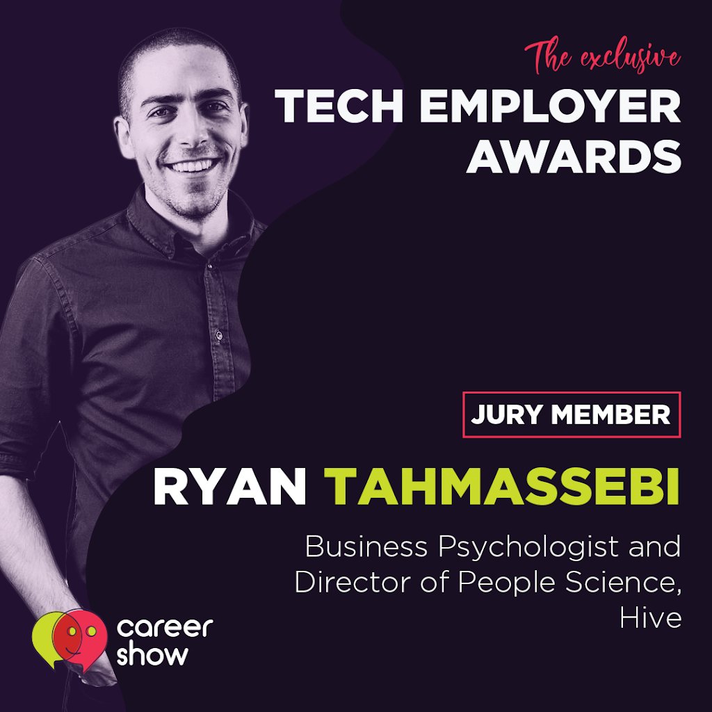 careershowtech's tweet photo. 👉@RyanTahmassebi is a highly experienced Business Psychologist and the Director of People Science at @hive_hr.
View Ryan's full bio here: https://t.co/R1XYNtCFNS 
#TechEmployerAwards https://t.co/rxoFGu82AK