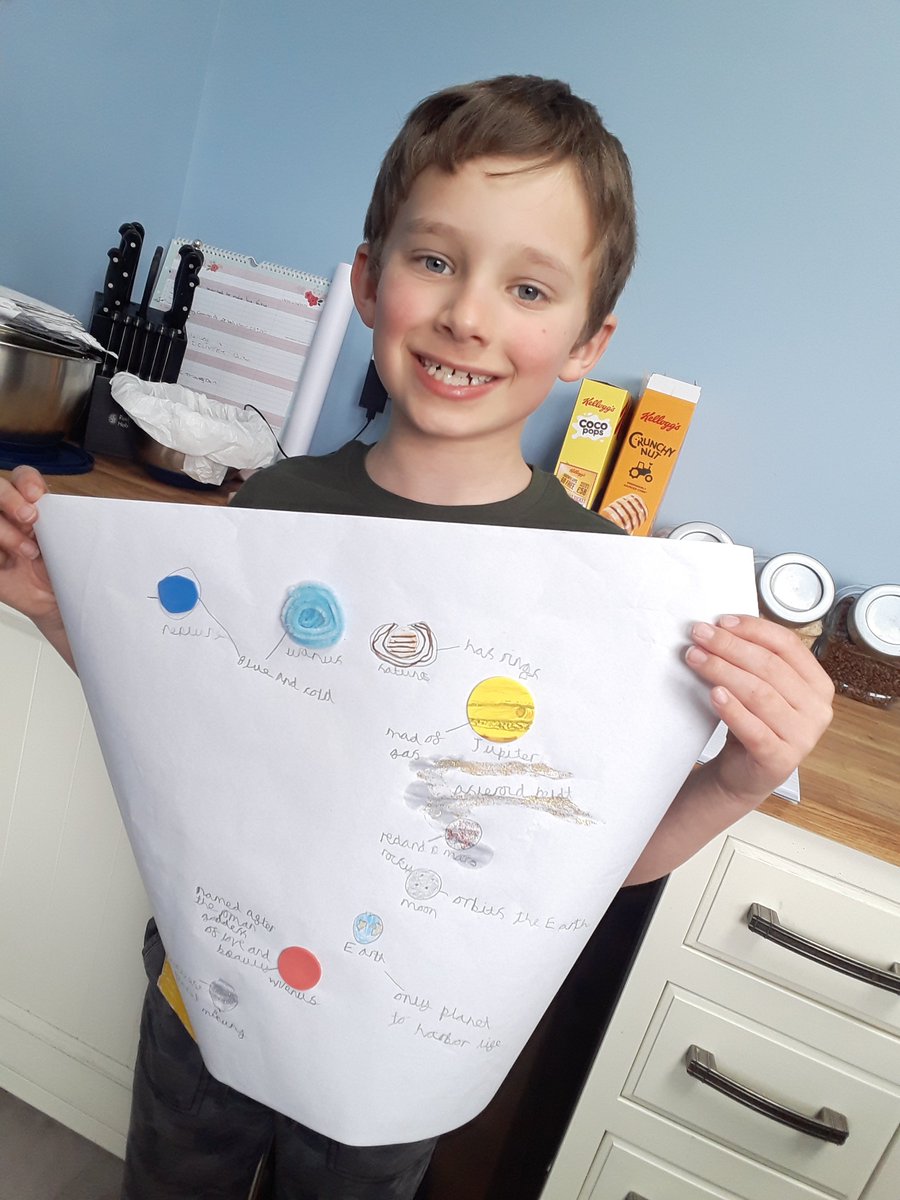agartaylor80's tweet photo. Espen has worked extremely hard on fact finding the solar system and creating his picture @TanfieldPrimary #tanfieldlearning #solorsystem #Homeschooling2020 https://t.co/1xYfphw94O