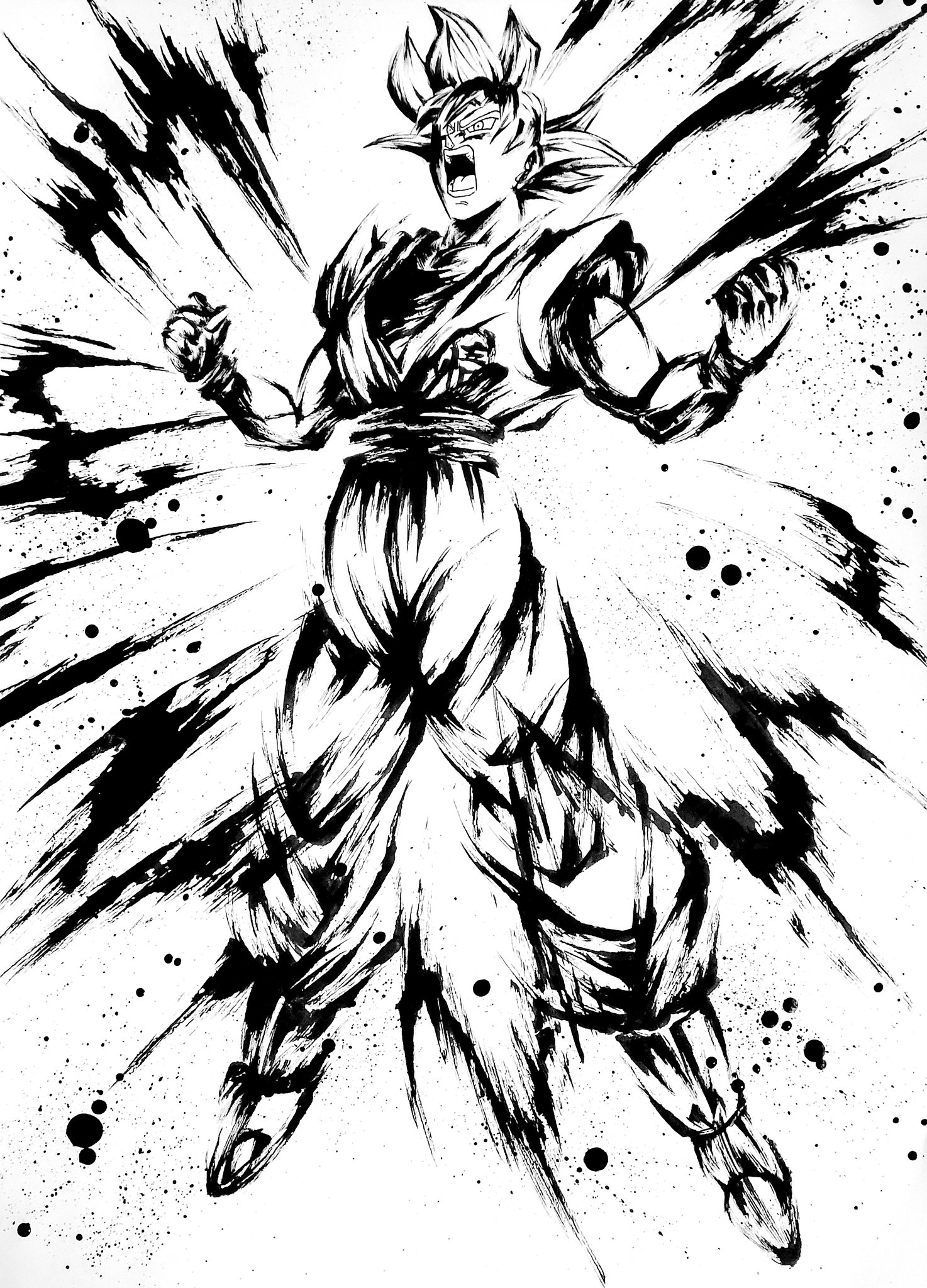 Twitter 上的 こバya4 超サイヤ人ゴッド 悟空描きました ドラゴンボール ドッカンバトル 模写 墨絵 イラスト T Co 0ous3scpg4 Twitter