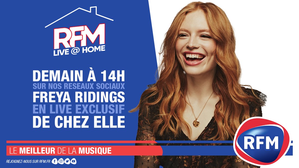 RFMFrance's tweet photo. 🏠 Demain à 14h, vous retrouverez @FreyaRidings pour son #RFMLiveAtHome !!
📌 Alors restez bien connectés aux réseaux sociaux de #RFM ! ;)
#RestezChezVous https://t.co/Mu4mBctFYv