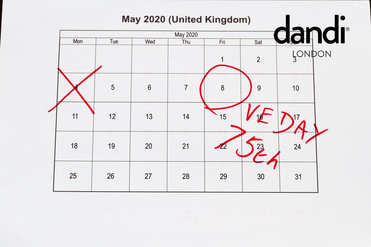 dandi_London's tweet photo. Don't forget our May Bank holiday this year has moved to this Friday to celebrate the 75th Anniversary of VE Day. How are you planning to celebrate? 

#veday #vecelebrations #veday75 #dandilondon #dandipatch #maybankholiday #bhfriday https://t.co/v2viukMJYm