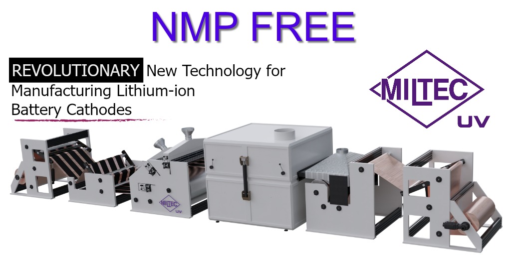 MiltecUV's tweet photo. Miltec UV offers new technology for manufacturing lithium-ion battery cathodes. Contact us for more details #nmpfree #Evs #EV #battery #lithium
https://t.co/VWLFGPRXfw https://t.co/nbpnsBeQzu