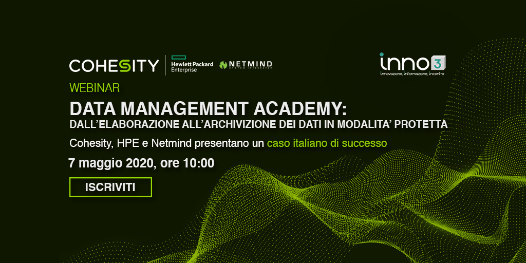 Un bel caso di successo quello di TEC Eurolab, di cui si parlerà giovedì mattina all'interno della Data Management Academy di <a href="/Cohesity/">Cohesity</a>!
Qui la pagina di registrazione al webinar: bit.ly/3fpR4Qj

#datamanagement #datasecurity #innovation #systemintegrator #hpe #cohesity