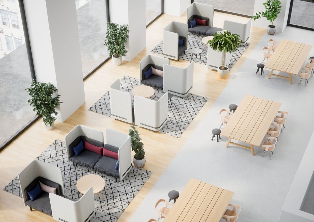 BuzziSpace's tweet photo. Establishing safe zones at the office helps create peace of mind for your employees when they return. You'll get a long way using BuzziDesk partitions and BuzziScreens, but have you thought about high-back furniture like #BuzziSpark? https://t.co/9KzQdcacwm