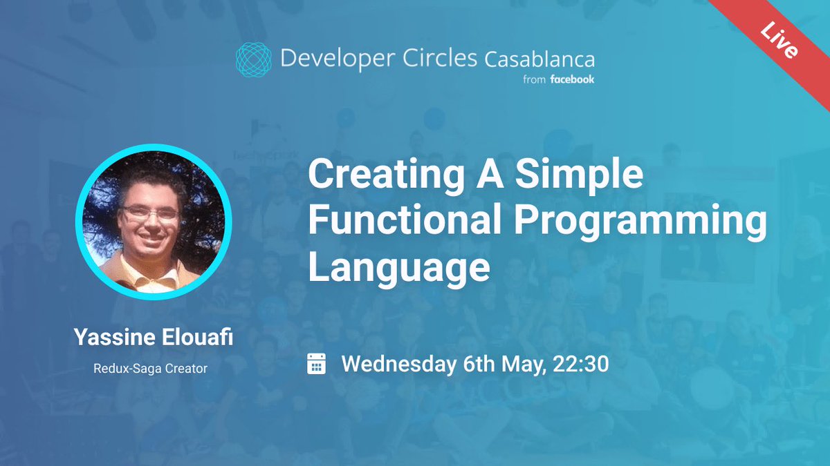 ElaziziYoussouf's tweet photo. Join us tomorrow at 22:30🌙 for a new #DevC_Casa Vmeetup with the amazing @YassineElouafi2 talking about creating a simple functional programming language 🔥🔥
👉  https://t.co/LBcbQuQKDe https://t.co/cie2vu7T37