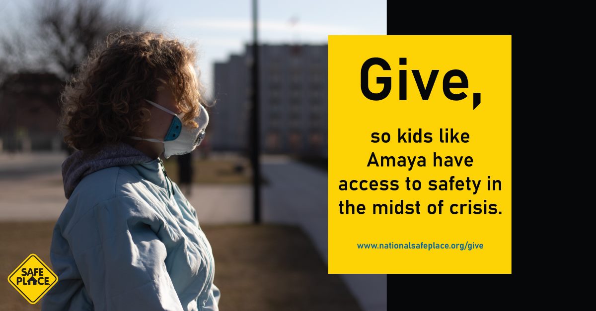 NSPNtweets's tweet photo. Amaya is on the streets during a global pandemic after fights with her father. @SafePlace is here to help. #Give this #GivingTuesdayNow so kids like Amaya can access resources to safely stay at home. Visit https://t.co/STOTFVSPmp to make your contribution. #JourneytoSafety https://t.co/Lo1qexy96D