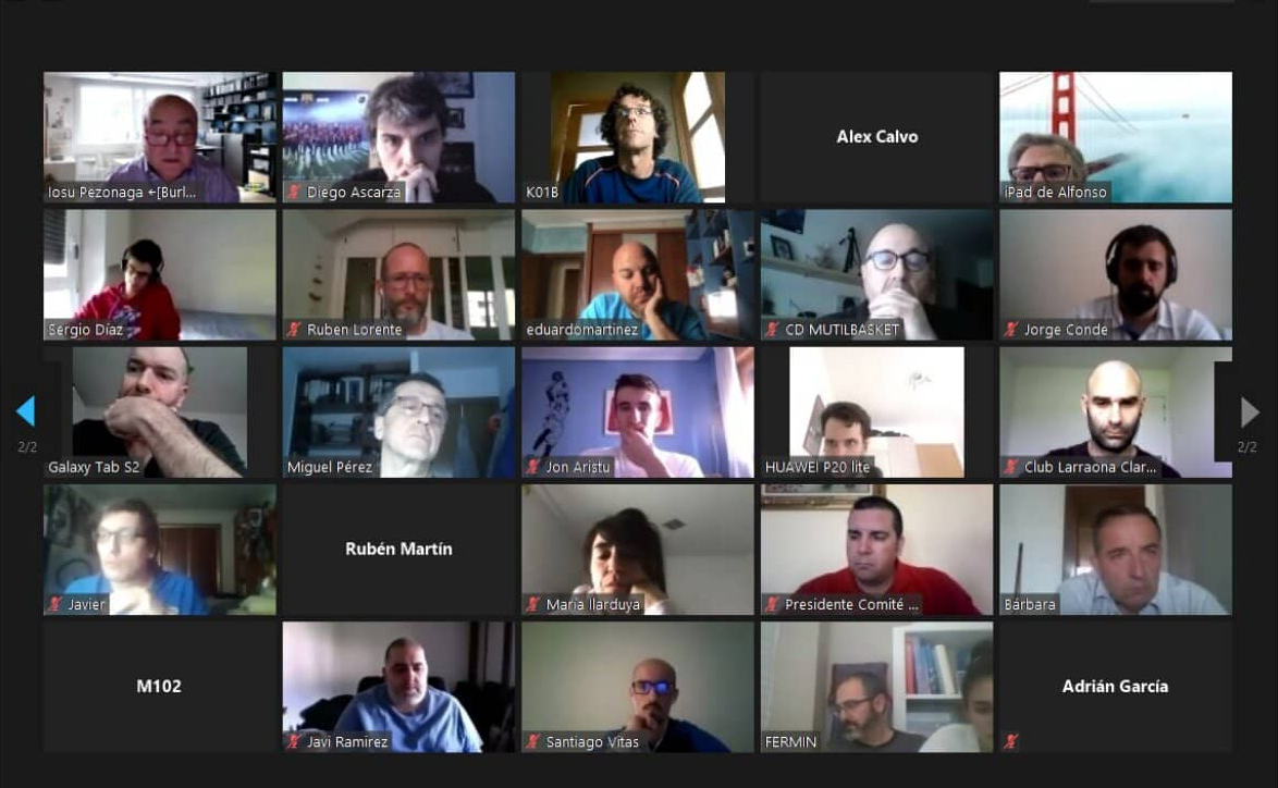 🖥️ Está teniendo lugar la primera de las reuniones telemáticas de la <a href="/FNBaloncesto/">Federación Navarra de Baloncesto</a> con los clubes navarros, hoy con los 22 clubes que formaron la Asamblea General en el ciclo 2016-2020