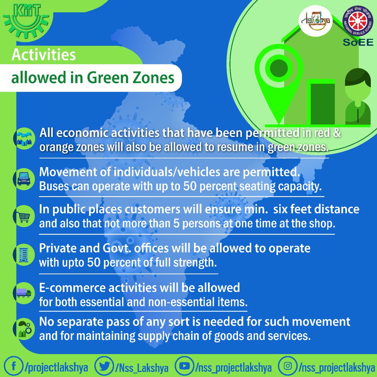 Nss_Lakshya's tweet photo. The Ministry of Home Affairs has divided 733 districts of the country into Red (hotspot),Orange, and Green zones.The new guidelines have permitted considerable restrictions in Green and Orange zones. Here are the basic guidelines which need to be followed in the respective zones. https://t.co/nsxJg0OSqk