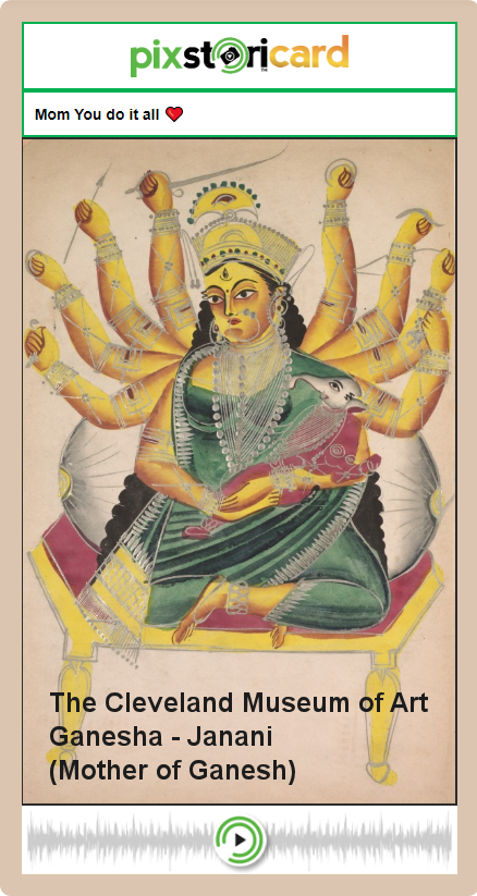 PixStori's tweet photo. Only 5 days to Mother’s Day. Make this one memorable with #PixStoriCard -- your voice and the world’s great museum art. Choose Pix. Record Voice. Send Card. Start at https://t.co/QLniqXG5j8. Here Mother of Ganesh from @clevelandart @metmuseum @smithsonian @rijksmuseum #openaccess https://t.co/0oEqHNRcFS