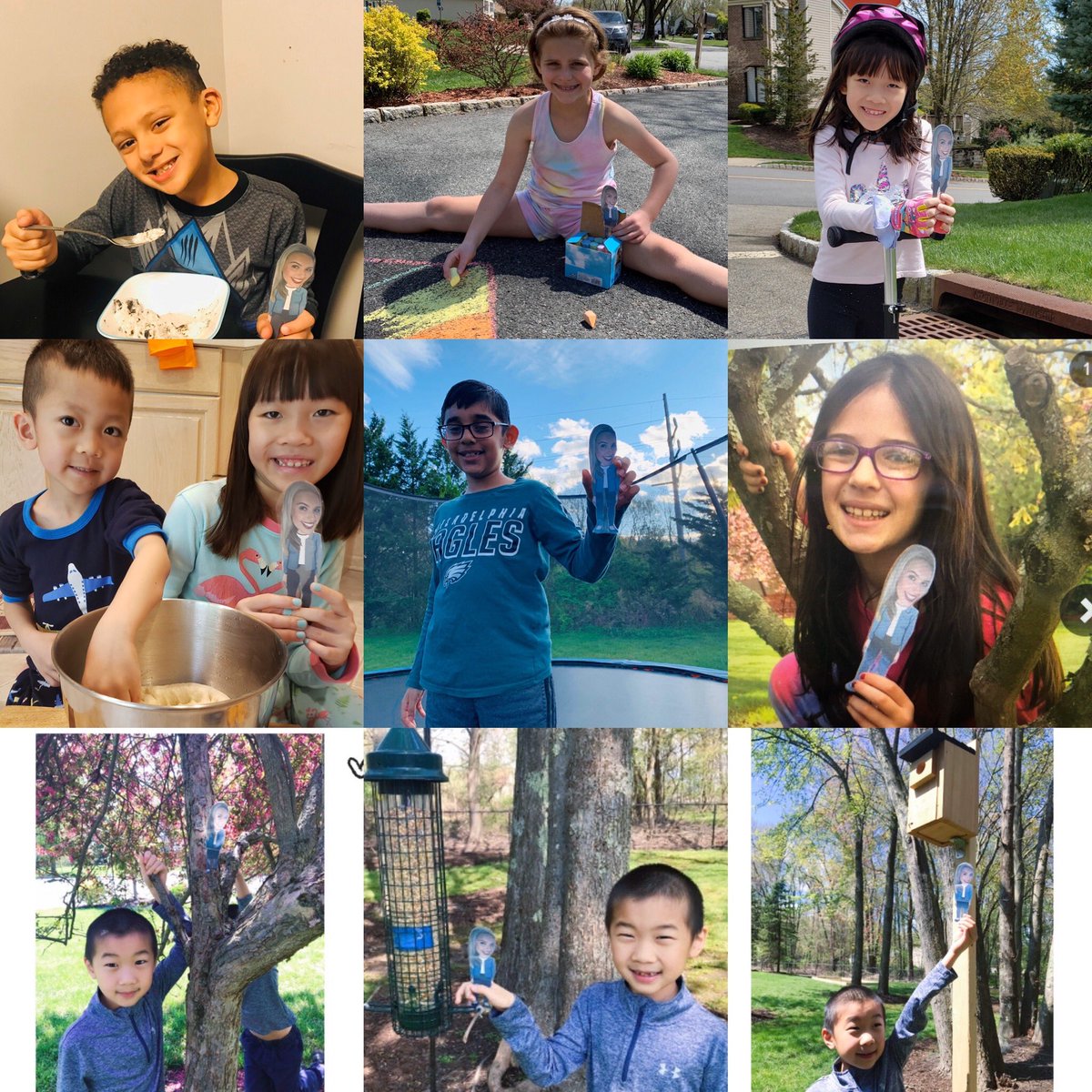RocksGrade2's tweet photo. The adventures of Flat Miss Monks continue with her smiling students! #distancelearning #AloneTogether #Montvillestrong @MontvilleTwpSch @HilldaleSchool https://t.co/uc39BJBEWi