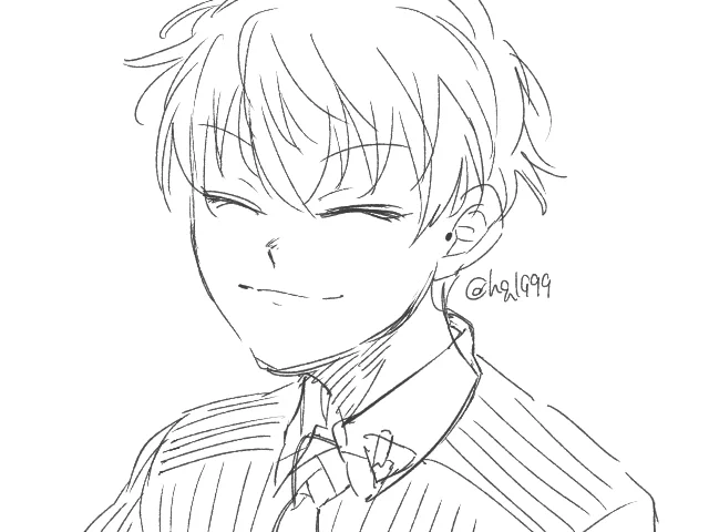 らくがきささぴ ラフの時点でいい感じの線が描けたのでこのまま 