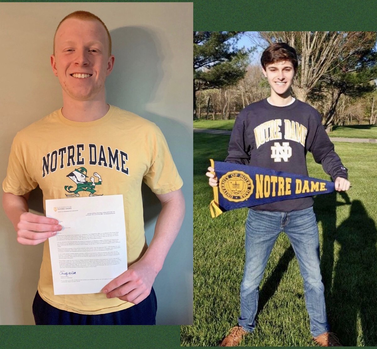LSCHScollege's tweet photo. Nathan Esser &amp; Liam Smith - Univ. of Notre Dame! Choosing to join the Fighting Irish this fall, Nathan and Liam felt the rigorous academic opportunities, athletics, and community feel made it the perfect fit! #YourPathLSCHS @lschs @NotreDame @NDadmissions https://t.co/WBcHva9Cbs
