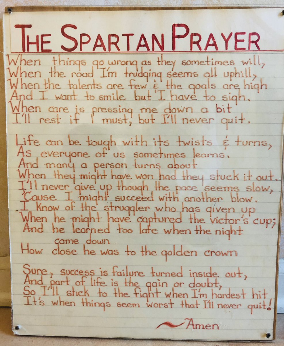 TContiG3's tweet photo. After yesterday’s news wanted to share a poem that was adapted by my Dad for the Big Red as a daily reminder that quitting wasn’t an option & to always stay the course! “Tough times don’t last, but tough people do!” ❤️#spartanspirit #bigredforever #spartanlegacy https://t.co/Kit18fjFUj