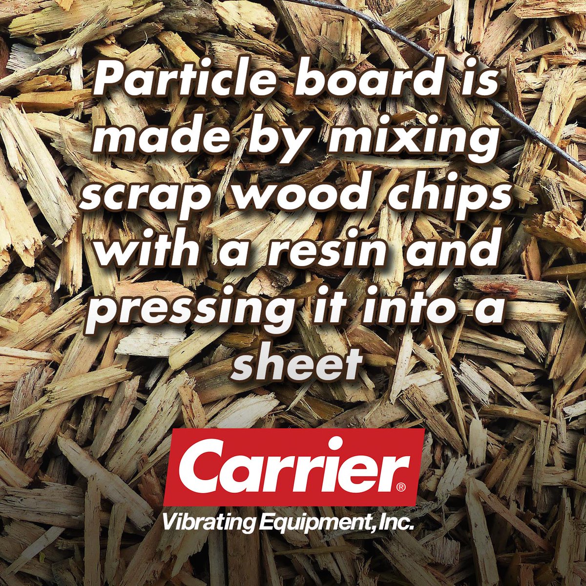 carriervibrate's tweet photo. Particle board is made by mixing scrap wood chips with a resin and pressing it into a sheet https://t.co/sUhXa6UKYd