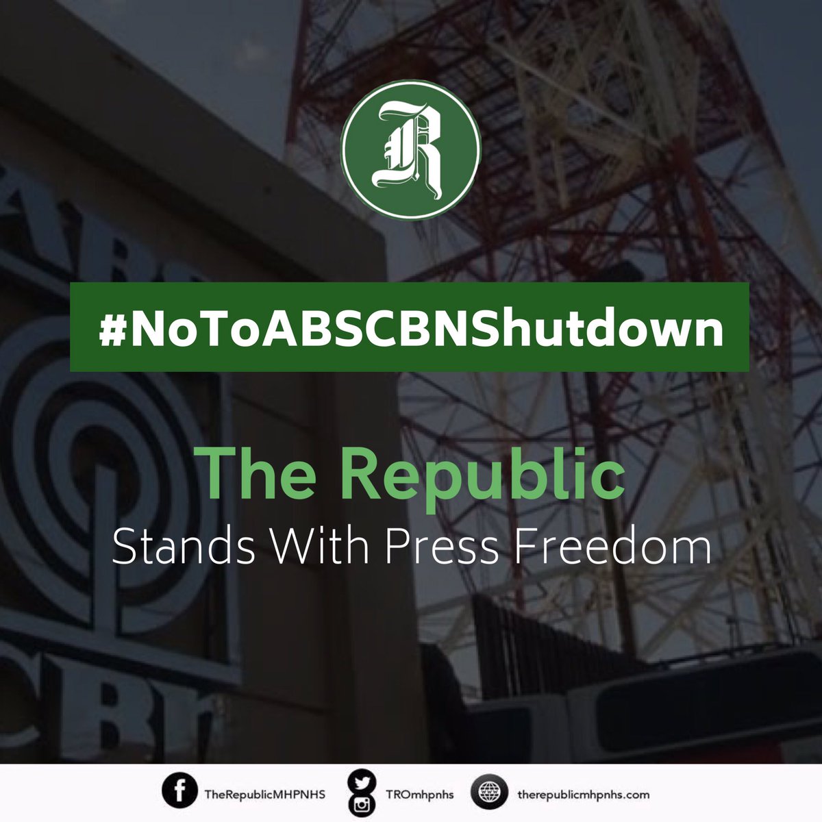 TROmhpnhs's tweet photo. “First they came for the journalists. We don't know what happened after that.”

We stand with ABS-CBN. 
We stand for Press Freedom. 

#NoToABSCBNShutdown
#DefendPressFreedom https://t.co/rnIFkClH2L