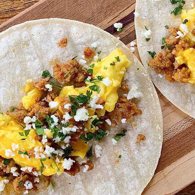 $1 Breakfast Tacos! Celebrate Cinco de Mayo with chorizo, egg, cheese and cilantro, all wrapped up in a warm tortilla. ALL WEEK, Monday - Friday. *At participating locations. #SunnyStreetCafe #CincoDeMayo