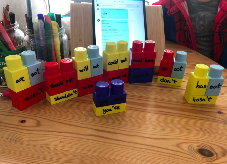wingfieldschool's tweet photo. Lego Contractions #WingfieldEnglish #Wingfieldhomelearning https://t.co/BLUN8O4mtw
