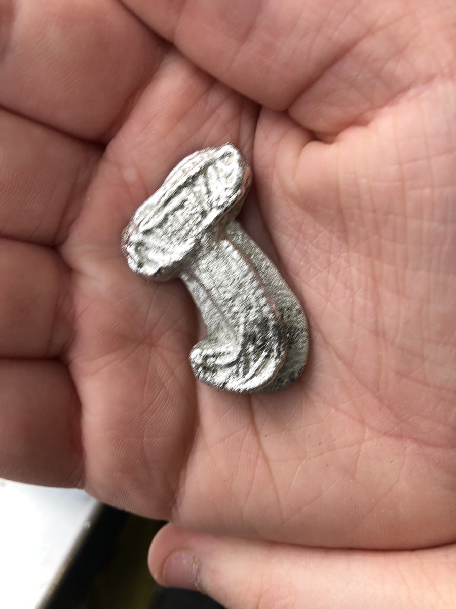 ScienceJessie's tweet photo. Having a go at cuttlefish pewter casting with my son. We’ve had fun. We just need to polish it up now. I’d like to also point out that most of the time I’m stuck working from home. #cuttlefishcasting #pewter https://t.co/W3OsEtQwBu