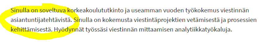 EmmaLondo's tweet photo. Stara hakee viestintäsuunnittelijaa, vaatimuksena vuosien kokemus viestintäasiantuntijan tehtävistä. Mikä mahtaa olla tässä logiikkana, @paiviseikkula ? https://t.co/kPPIDVisSy