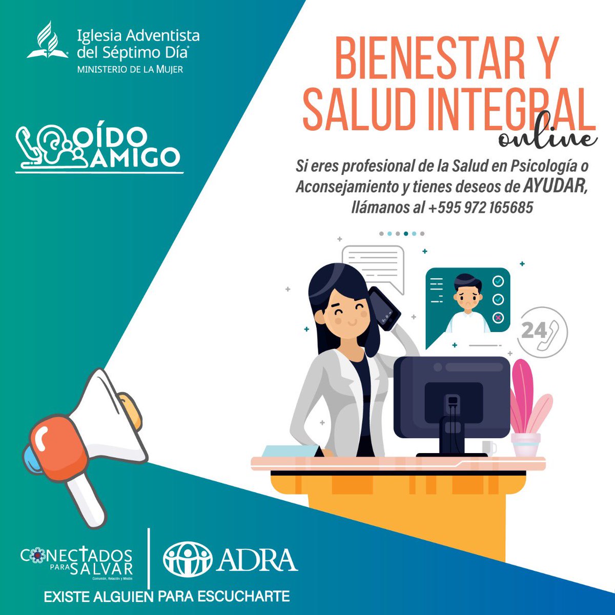 ¡Buenas noticias!✨📣 Si estás sufriendo en estos momentos hay alguien dispuesto a ayudarte🙏🏻
Profesionales altamente capacitados estarán conversando con usted y atendiendo tus necesidades. ¡Estamos con vos!🤝
📲 Comunícate al 0972165685 
#OidoAmigo