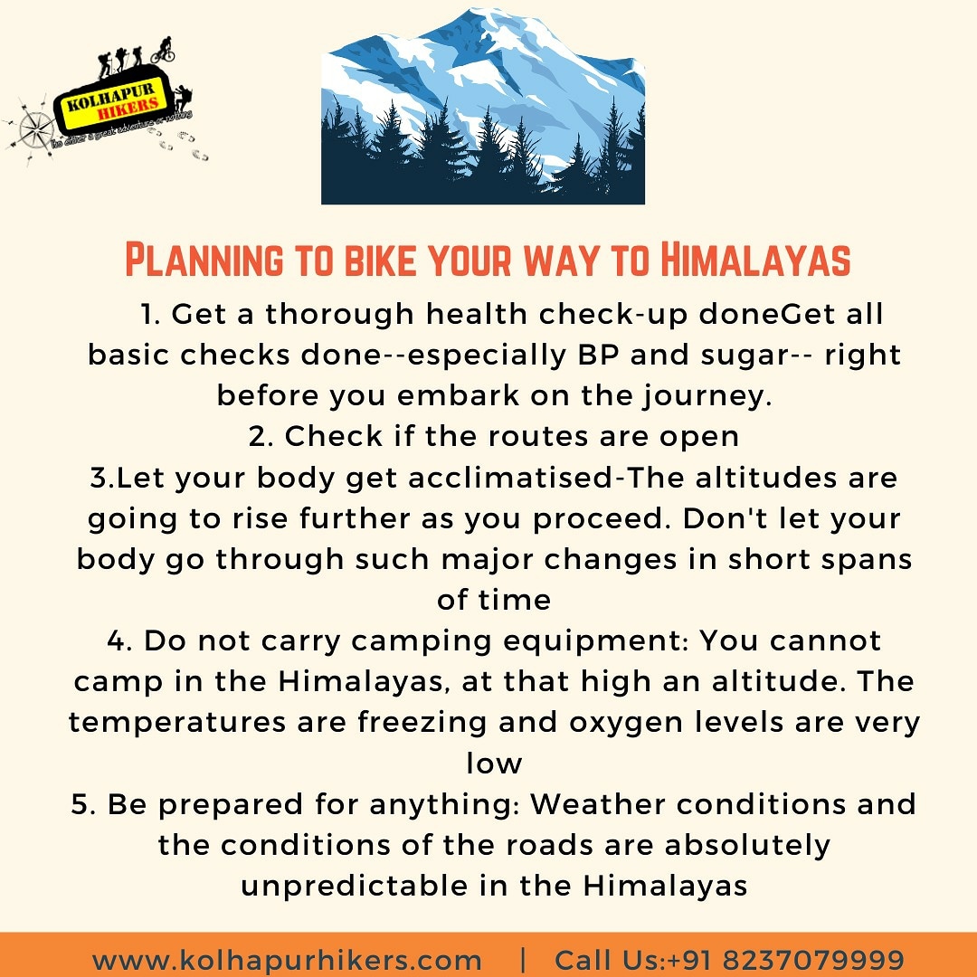 KolhapurHikers's tweet photo. Biking in #Himalay's is no child play.
Keep these things in mind
Stay tune with us for more updates
#mountains #tipsandtricks #KolhapurHikers https://t.co/P52QwYuaJV