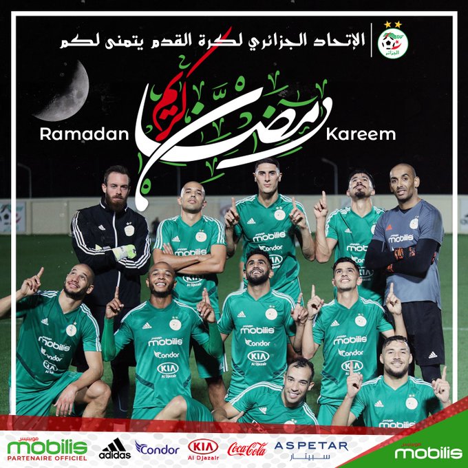 STADERENNES_arb's tweet photo. الإتحاد الجزائري لكرة القدم يتمنى لكم  #رمضان_كريم وكل عام وأنتم بخير 
#LesVerts⭐⭐ #TeamDZ #LesFennecs #123VivaLAlgerieعلم الجزائر https://t.co/w8Mz2SQRM4