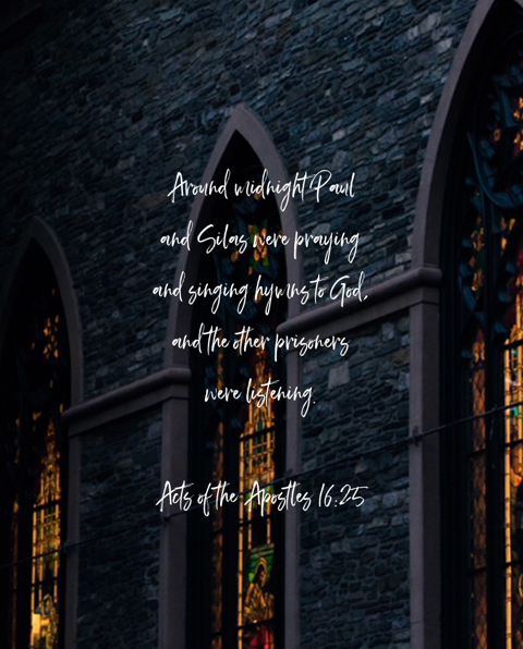 "Around midnight Paul and Silas were praying and singing hymns to God, and the other prisoners were listening." - Acts of the Apostles 16:25 
People are watching how you handle your "midnight" situations. When you praise, it stirs your own faith and the faith of those around you!