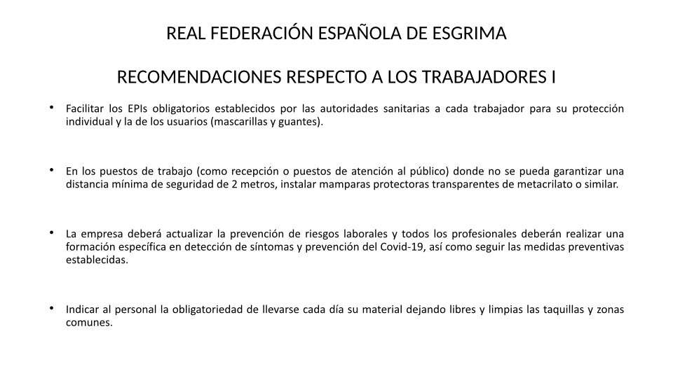 rfeesgrima's tweet photo. ‼️ Consulta aquí las recomendaciones oficiales para la vuelta a las salas. https://t.co/GZCHRitAmF
