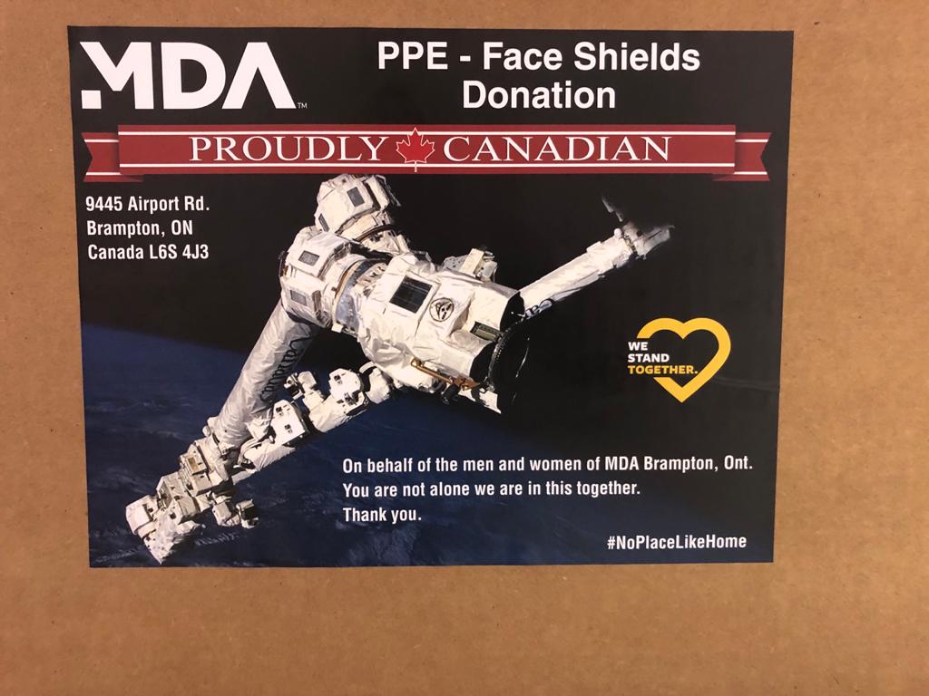 The 3D printer farm at our #Brampton space robotics facility is actively producing #COVID19 face masks for donation to hospitals and long-term care homes in the #GTA, thanks to the initiative of our dedicated employees. #Ontario #CdnSpace #3Dprinting #additivemanufacturing