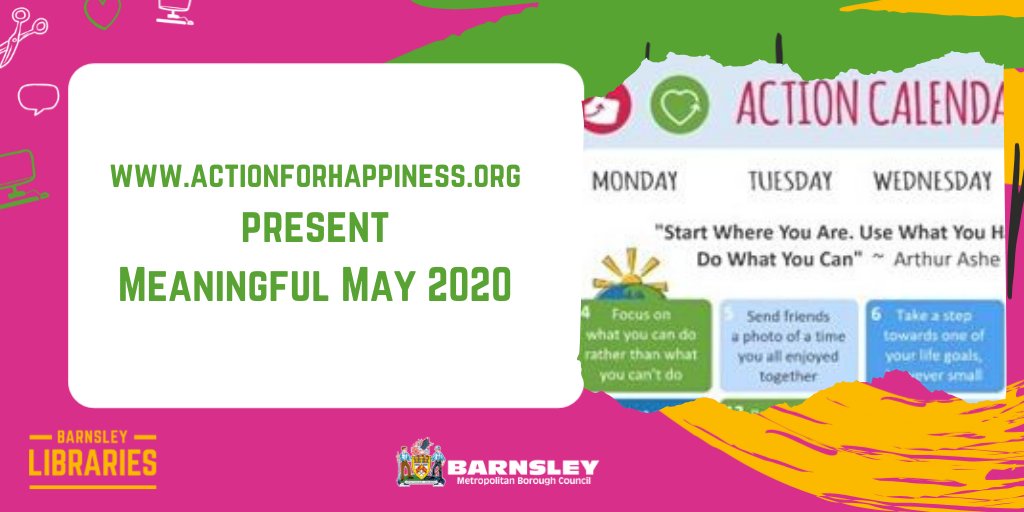 BarnsleyLibs's tweet photo. Action for happiness have created a fabulous calendar to help people respond to current events in a helpful and meaningful way. Download the calendar here and get started: https://t.co/6QM6c4ZeS1 #BarnsleySpirit #DevelopIt https://t.co/NGzwuqhcKo