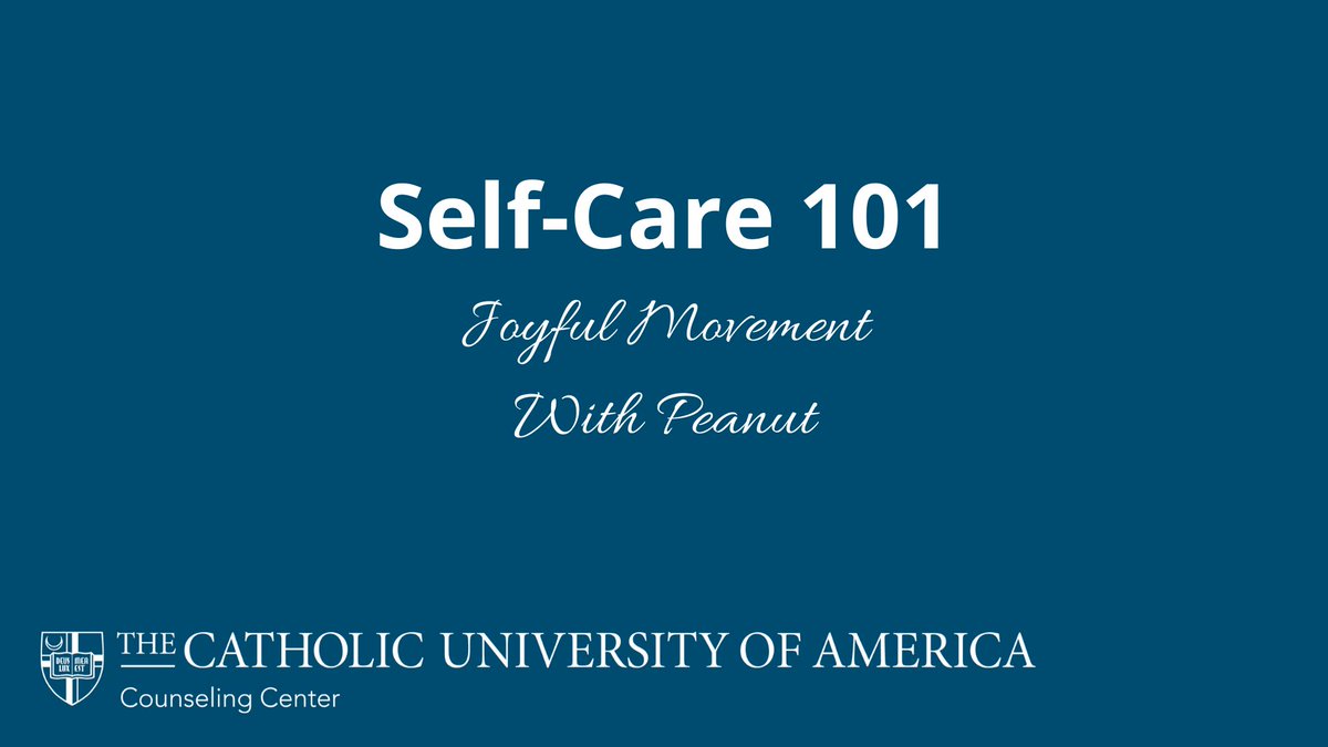 CUACounseling's tweet photo. Stay-at-home orders don't have to get in the way of taking care of yourself! Here are Peanut's self-care tips for how to incorporate joyful movement into your day! https://t.co/wcNTDz1TtR #catholicUcounseling #CatholicU #ThisIsCatholicU #CardinalCoping https://t.co/xmPp9tW8HR
