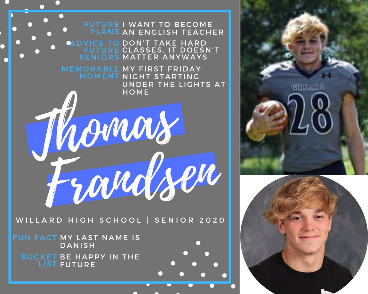 Thomas Frandsen 
#2020WillardSeniorSnapshots

**Please like &amp; share out! Leave a comment with congratulations, a fun memory, why you're proud of them, or something you like about them.**