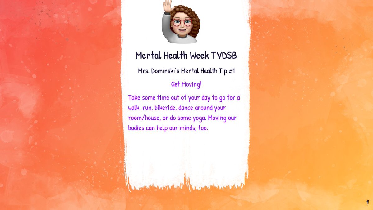 SarahDominski1's tweet photo. I'm posting daily #MentalHealthWeek tips in my Google Classrooms alongside the link to the @TVDSB webpage. Between my favourite stress-buster strategies and those on the board website, I'm hoping to give me Ss plenty of strategies to try out. @bantingbroncos https://t.co/l54GwbPFZr