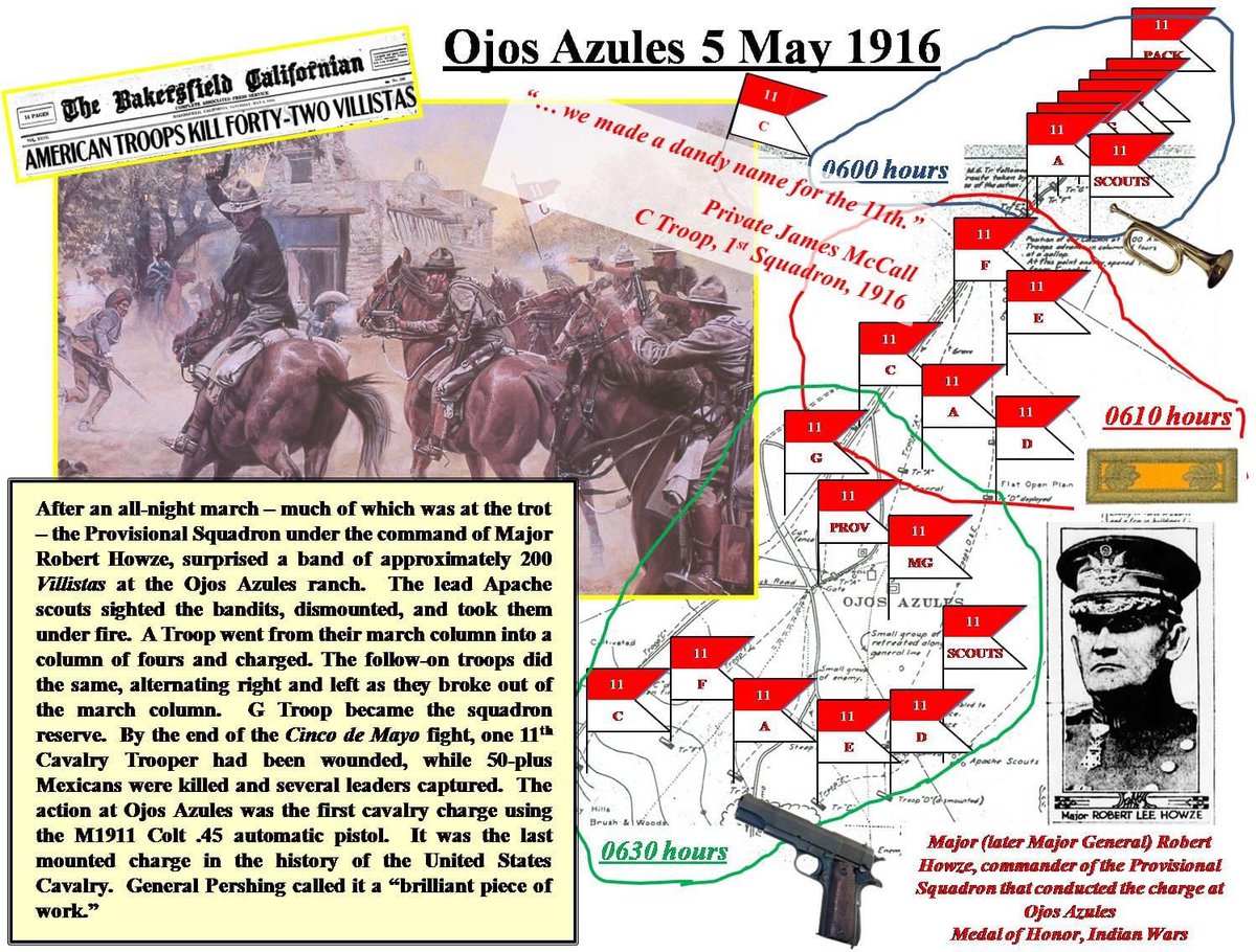 104 years ago today, a Provisional Squadron of the 11th Cavalry made the last mounted charge of the U.S. Cavalry at Ojos Azules, Mexico. Allons!