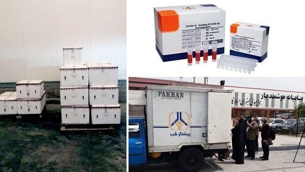 Iran_GOV's tweet photo. Iranian consignment comprising 40,000 #coronavirus test kits was dispatched from Tehran to #Germany on Tuesday morning.
The #test_kits are manufactured by Iranian knowledge-based companies. https://t.co/hSAhvn5sOH