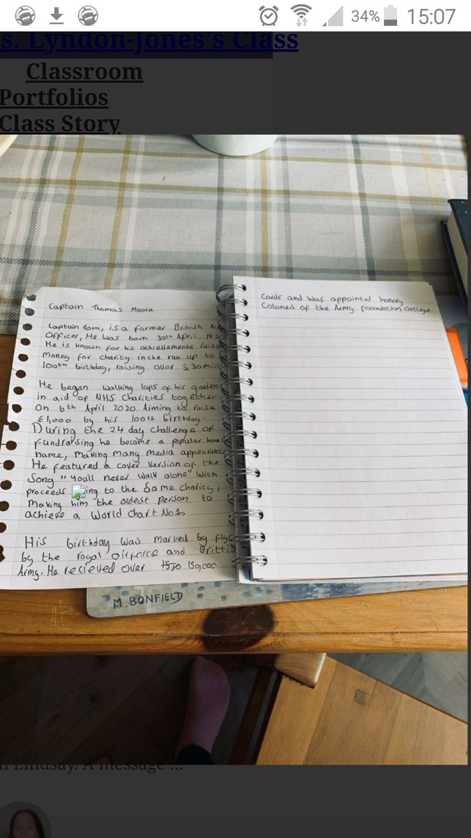 ALCRRYear5's tweet photo. A task for this week to write a biography on the life of Captain Thomas Moore. Fantastic work! Well done Nia. https://t.co/IW2HctcGD7