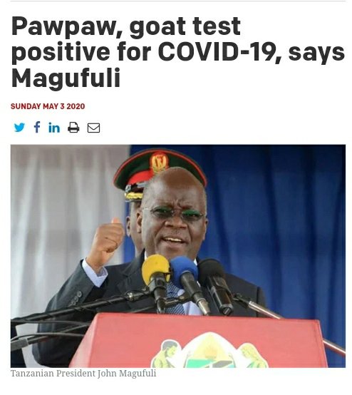 FPinyolo's tweet photo. AFRICA AFRICA AFRICA
STOP RECEIVING FREE THINGS FROM PEOPLE (WHO)😎THAT SEEK TO DESTROY YOU. 
Smart Tanzanian President exposes PawPaw and Goat that tested postiive to Covid19. Now its clear why the  sudden rise of figures of infected people in Africa esp. Nigeria 
 #TestKitScam https://t.co/xERCUqvXRQ