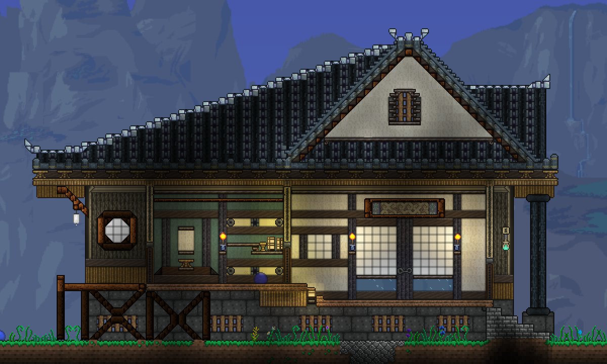 とりすん 同じ形状の枠組みを自分のワールドでも作ってバージョン違いを作ってみてる 森林バイオームは和風建築 雪バイオームは南欧風建築です 和風の屋根はうさびしさんからのぱくりすぺくとですw T Co Gngqroro11