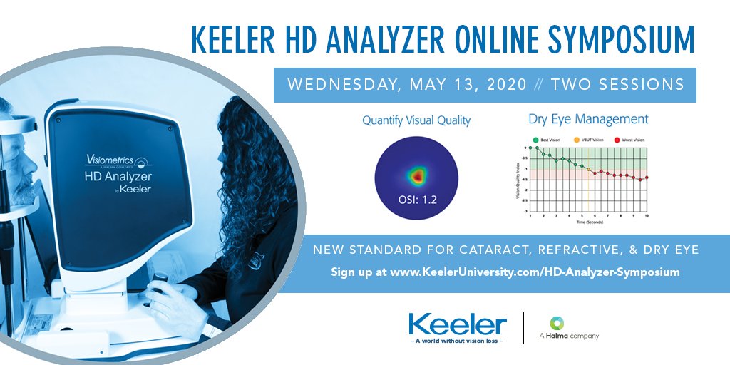 keelerusa's tweet photo. Join us on May 13th for a virtual symposium on our new product: the HD Analyzer! FREE of charge and 2 different sessions will be held for your convenience. Learn more &amp; sign up here: https://t.co/jQzDdxGqyO

#cataract #refractive #dryeye #tearfilm #patientworkflow https://t.co/2i8oRkVQCT
