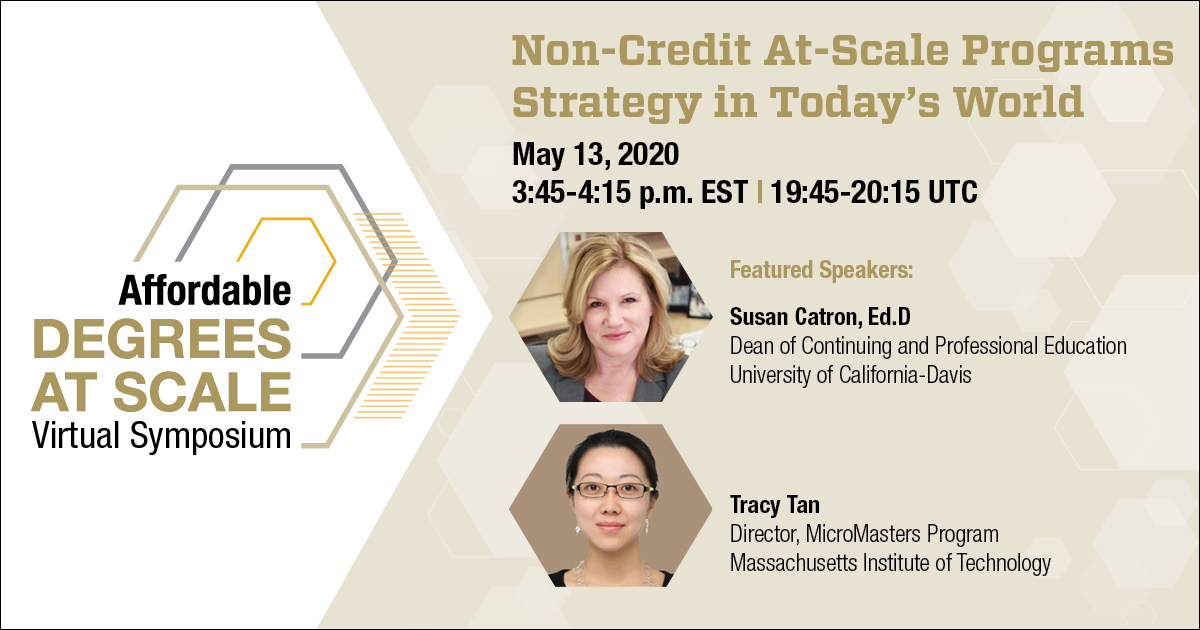 YakutGazi's tweet photo. Join us for the Virtual Affordable Degrees at Scale Symposium on May 13th, at 2:30|18:30 UTC to hear from Susan Catron and Tracy Tan, discussing non-credit strategy in our current context.
PROGRAM and REGISTRATION is at: https://t.co/8JtvXNn3uK
#degreesatscale #gtpe https://t.co/kjo8GjpoUr