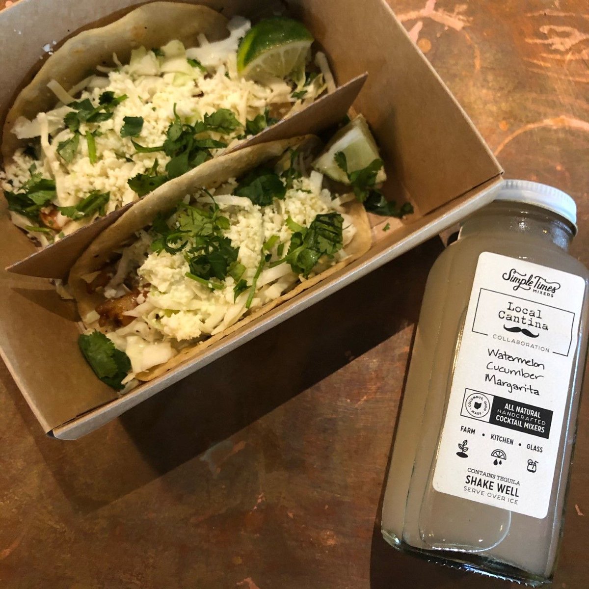 Happy Cinco de Mayo! Creekside Local Cantina is offering $2 tacos ALL DAY! Be sure to try their #HerbnRestaurantWeek2020 specials, the Baja Shrimp Tacos and the Cucumber Watermelon Margarita, made with Simple Times Mixers!