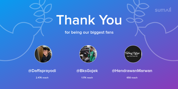 RivanArt_'s tweet photo. Our biggest fans this week: Daffaprayodi, BksGojek, HendrawanMarwan. Thank you! via https://t.co/bwk6EuKTdS https://t.co/d9x5tMKPeM