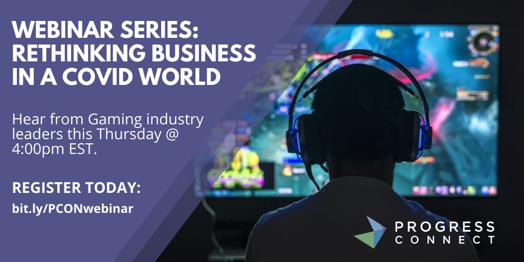 Progress_VC's tweet photo. This week on our weekly Webinar Series we will be discussing Gaming &amp; Trends during COVID-19. Join us this Thursday at 4:00pm EST - Register here: https://t.co/82wJwstTdT https://t.co/WnXn1b703i