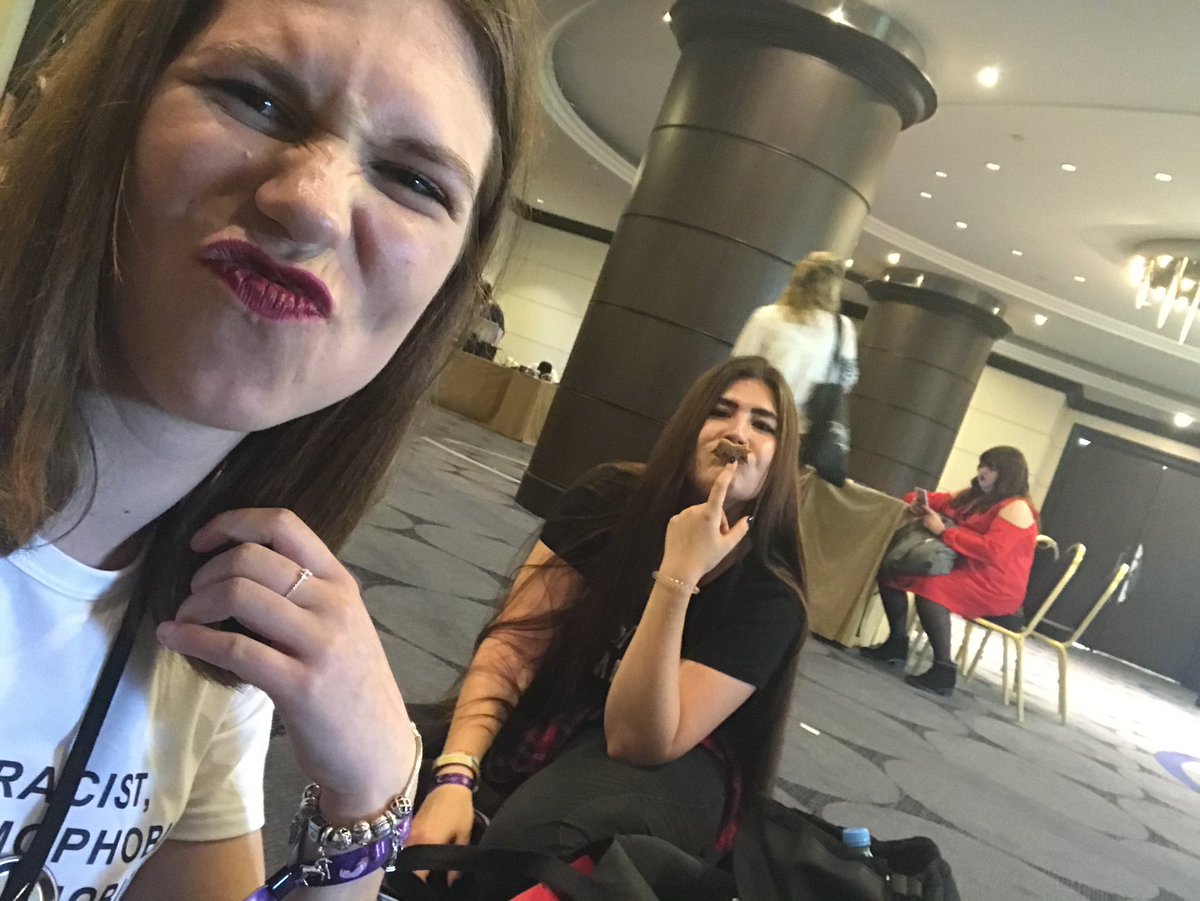 madersunicorn's tweet photo. Everybody is making me emo with their #Thec2 throwbacks so here’s to Sara and me getting tipsy on expensive hotel bar wine, us drunkenly screaming at a just as drunk Marc, crying over Lana‘s chair, running through the airport dressed in pride flags and sweating our asses off https://t.co/yFCFj0xRb8