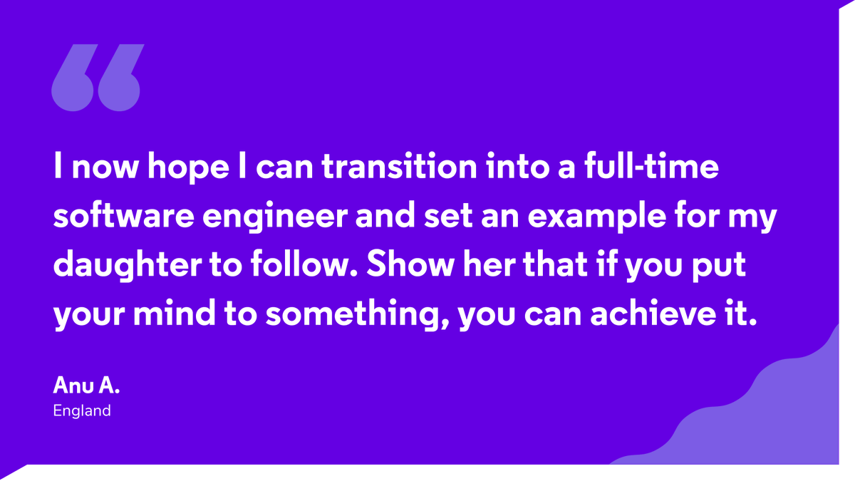 Codecademy's tweet photo. This donation recipient is putting her Codecademy Pro membership to good use. Whether you're looking to switch careers or simply learn a new skill, Pro can help. Learn more: https://t.co/9pT7kwW0fI
#GiveCodecademy https://t.co/vPgAKV9Vuo