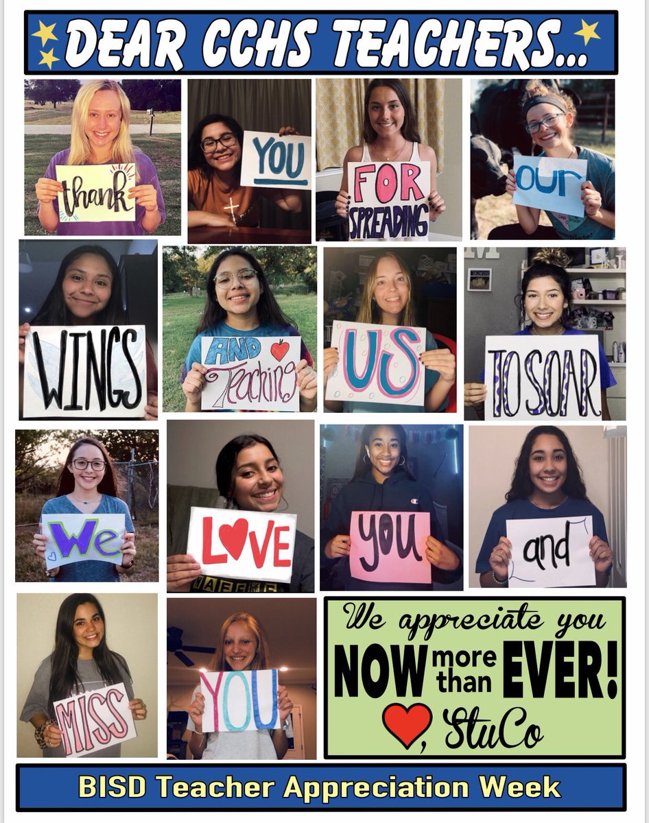 I mean...what else can we say? We 💙💙💙💙 <a href="/CedarCreekHS/">Cedar Creek High</a> teachers! WE.👏🏼 MISS.👏🏼 YOU.👏🏼  Thank you for all you do, now more than ever! #eaglepride #TeacherAppreciationWeek2020 <a href="/BastropISD/">Bastrop ISD</a>